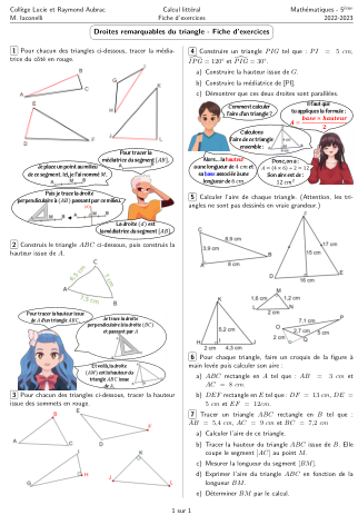 Miniature Fiche Exercices Droites remarquables du triangle