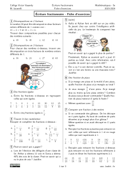 Miniature Fiche Exercices Fractions