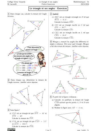 Miniature Fiche Exercices Angles et triangle