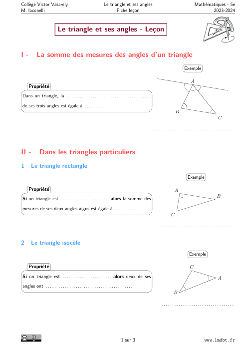 Miniature Fiche Leçon Angles et triangle